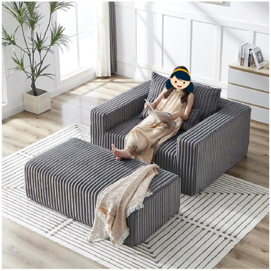 Oversized Lounger with Ottoman