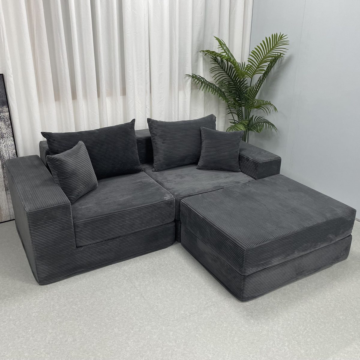 Modular Floor Sectional with Ottoman