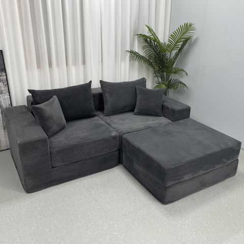 Modular Floor Sectional with Ottoman
