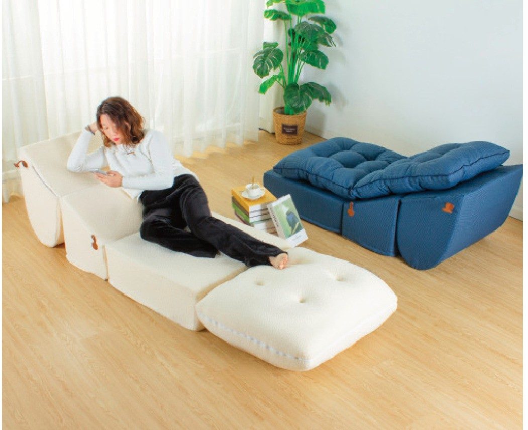 Fold-Out Chair Bed with Tufted Cushion
