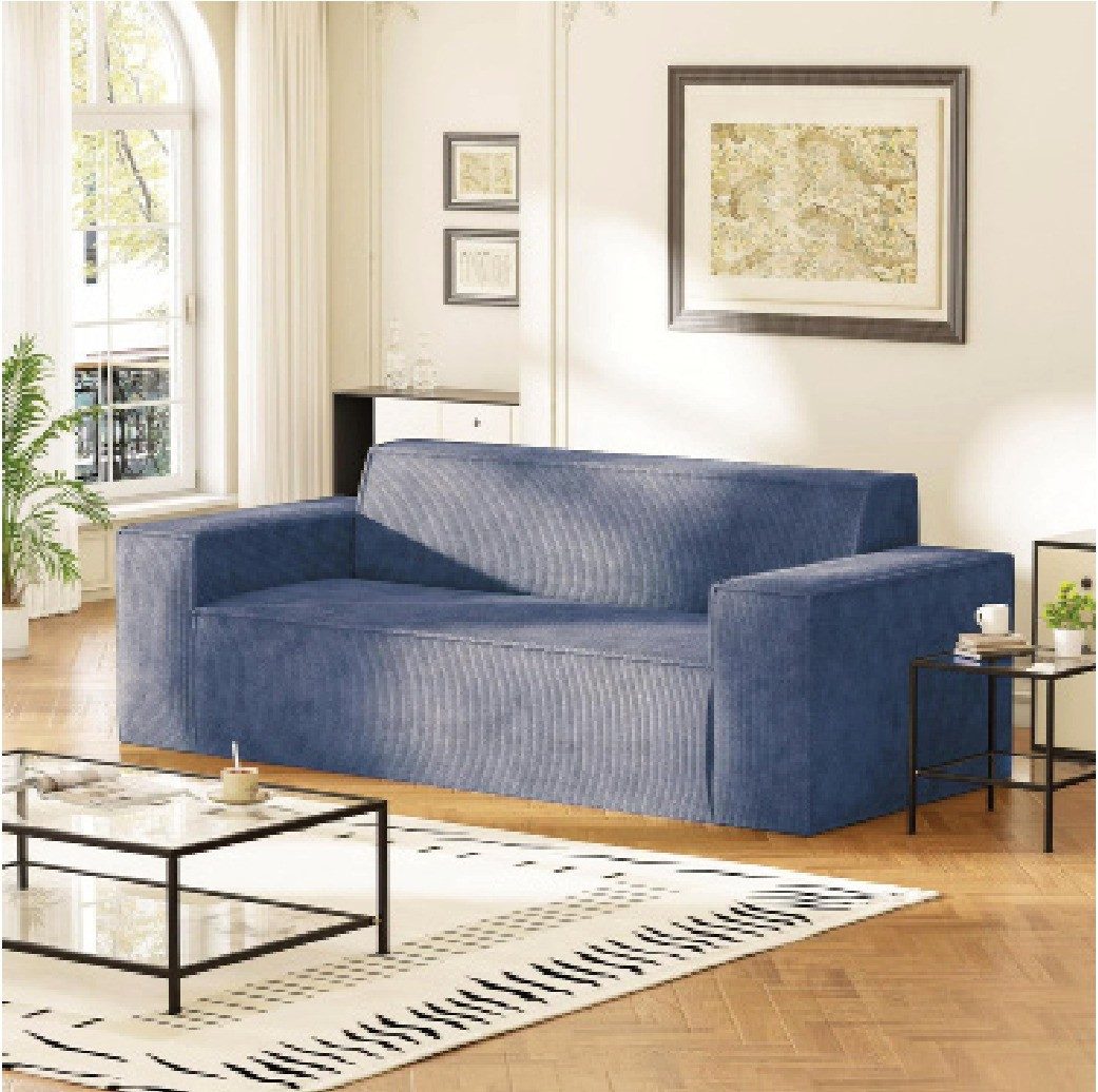 Corduroy Block Sofa, 3-Seat